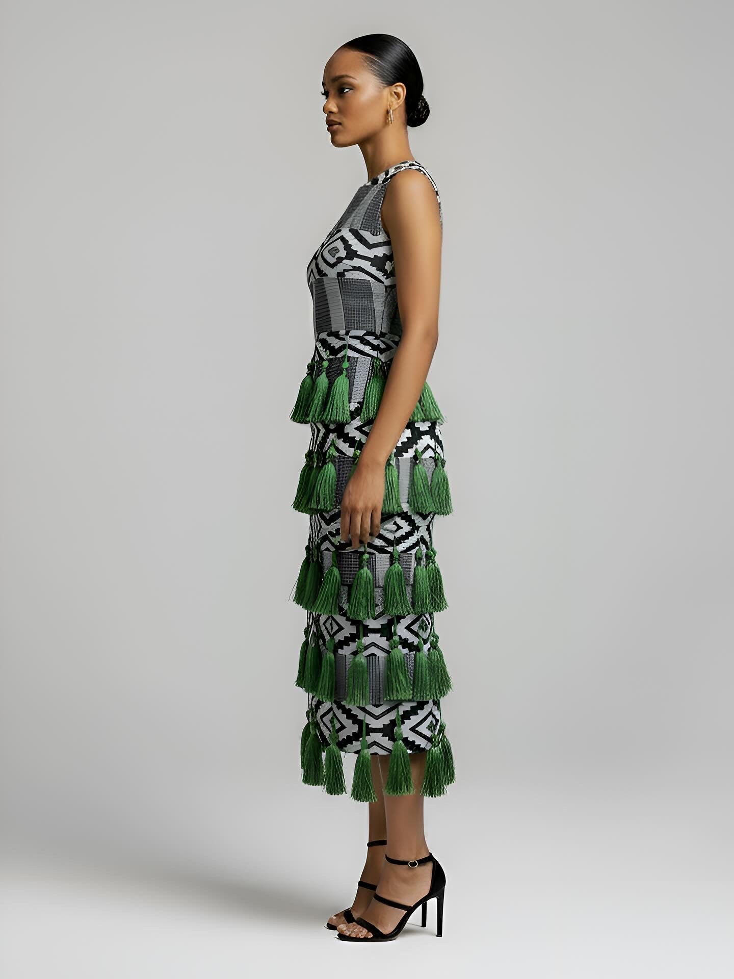 Lisa Luxe Akwete Tassel Dress