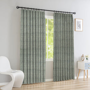 Floral Block Print Pure Linen Pleated Curtain - Superstar