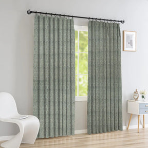 Floral Block Print Pure Linen Pleated Curtain - Superstar