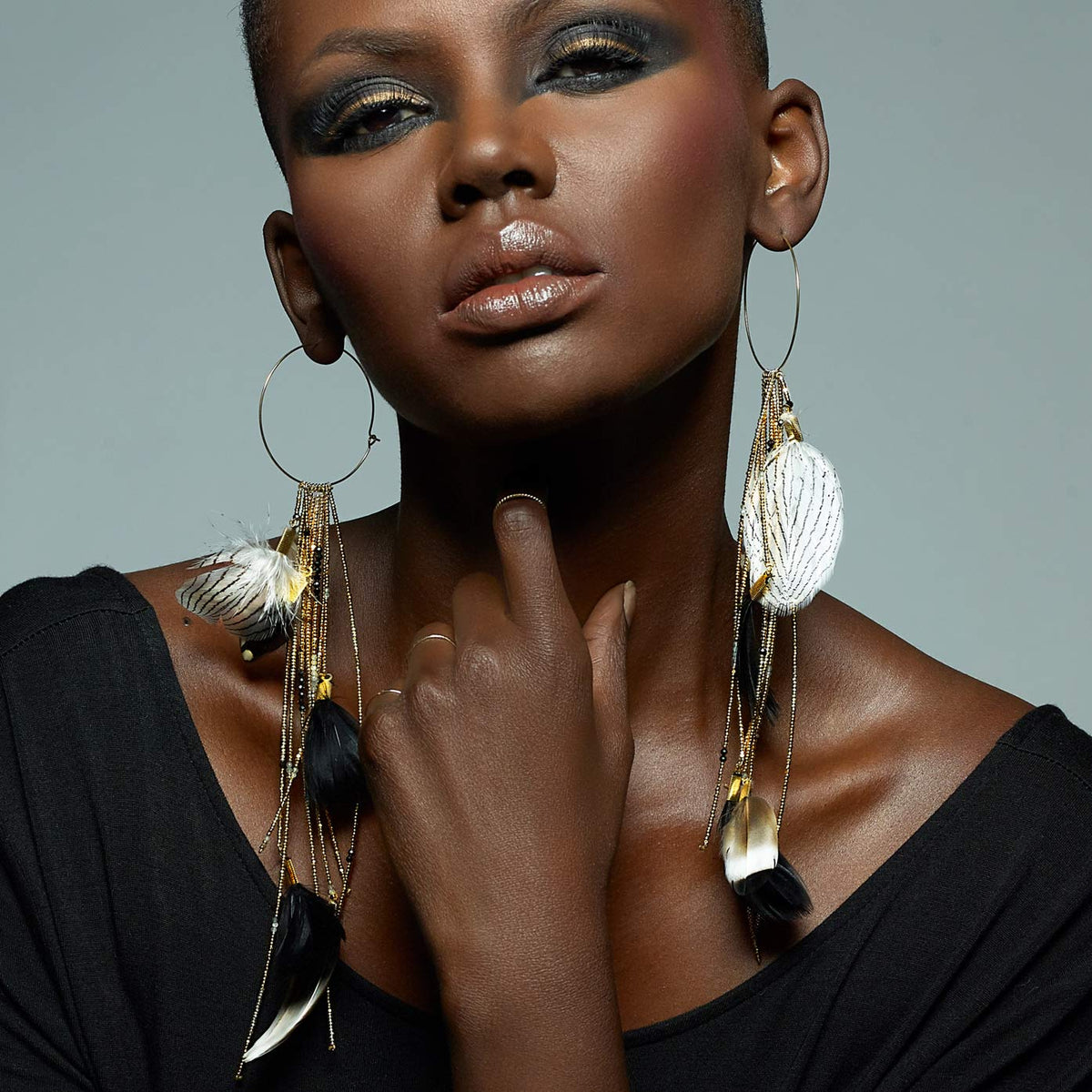 Amun Divine Gold Feather Earrings