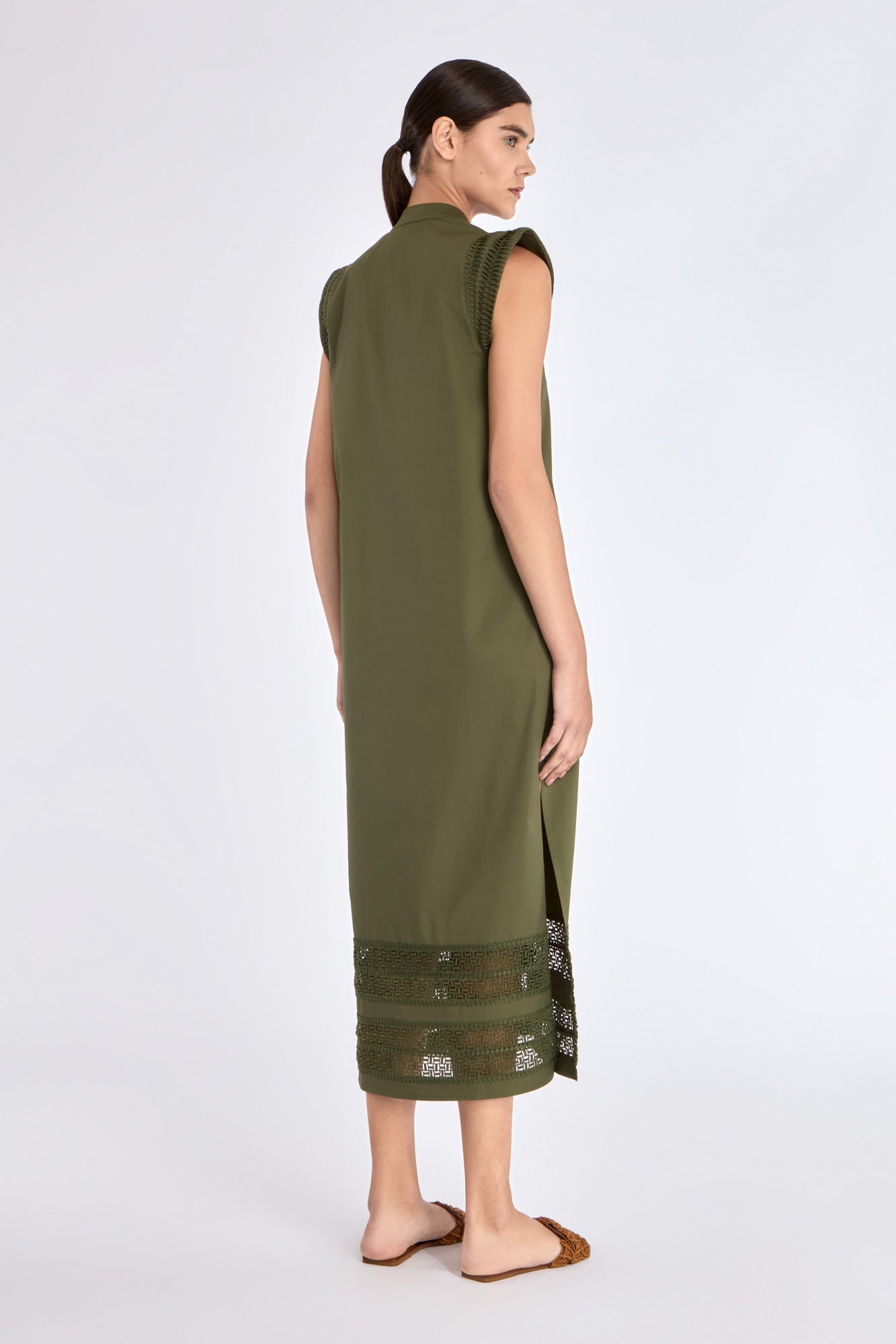 Maki Nehru Collar Dress | Olive
