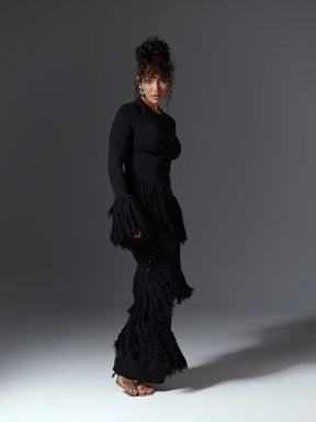 Eme Sequin Fringe Maxi Dress