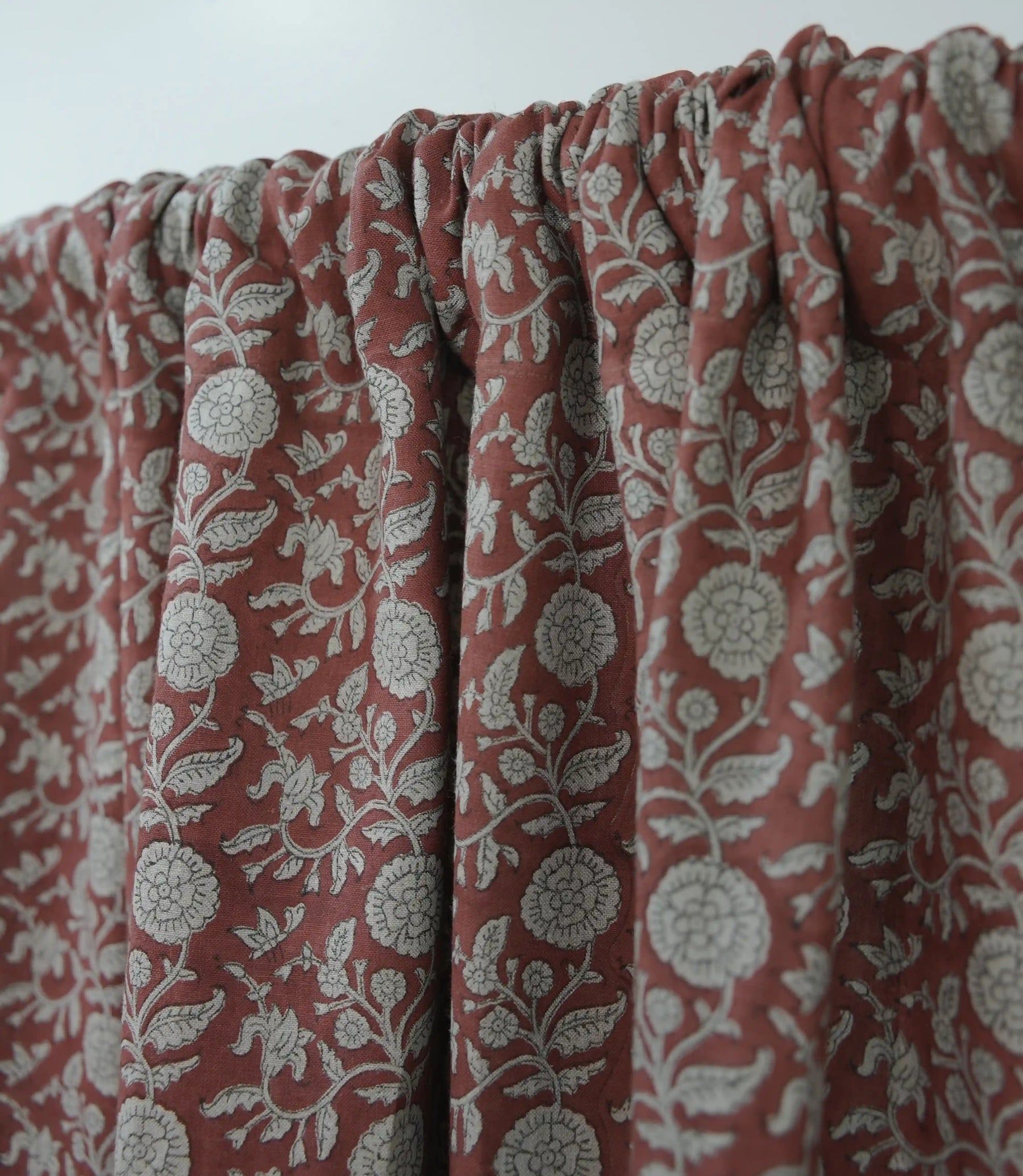 Shillong Handmade Floral Linen Block Print Curtain