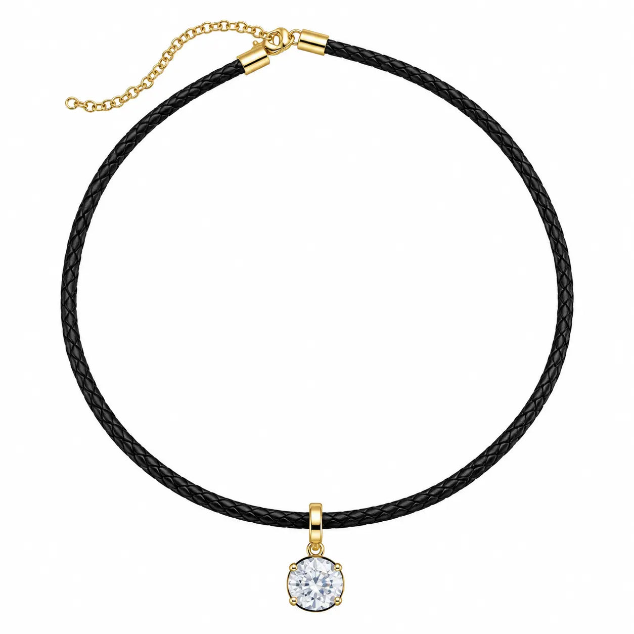 Black Leather Charm Choker