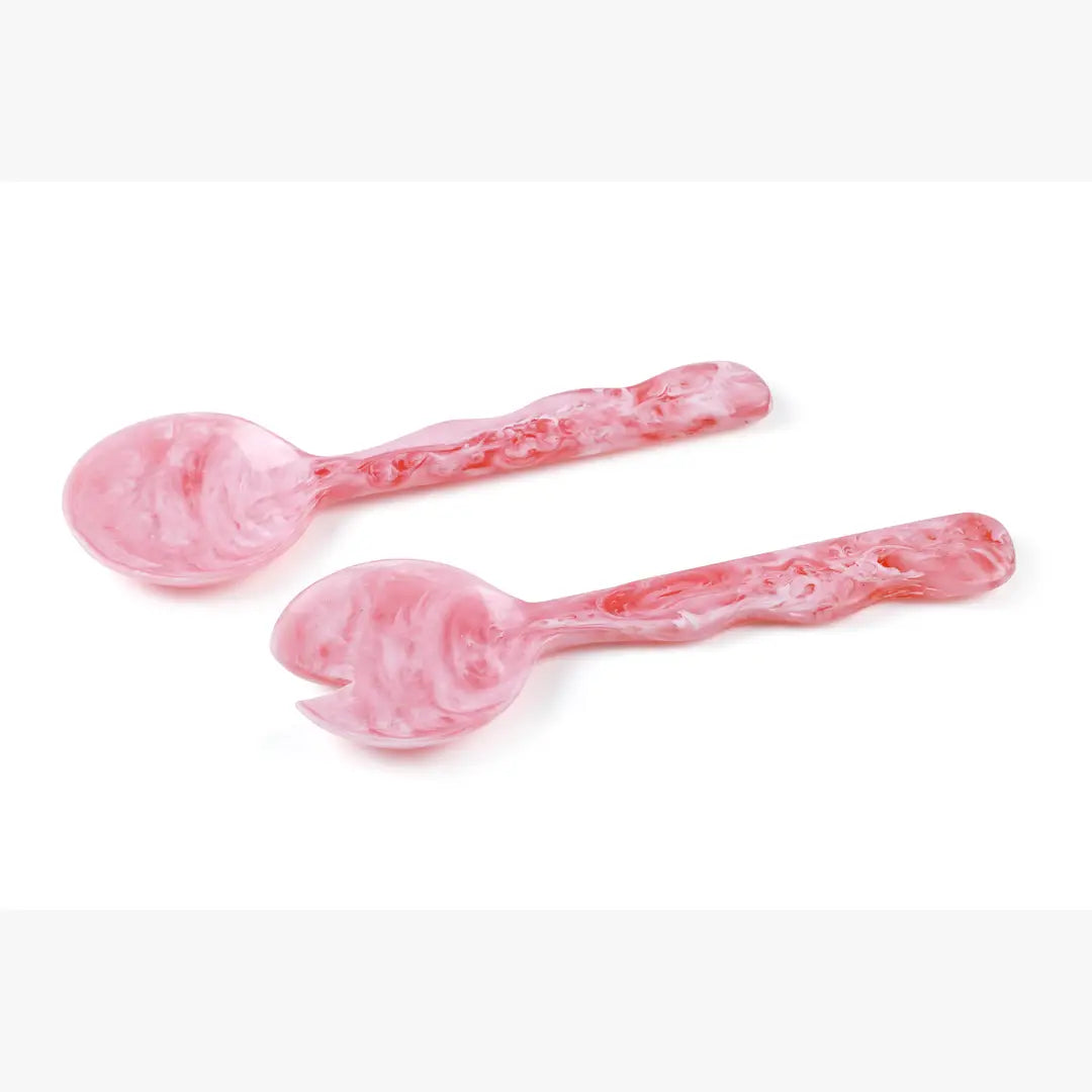 Resin Salad Server- Pink , Yellow  (Set of 2), 12.40 x 3.93 Inches