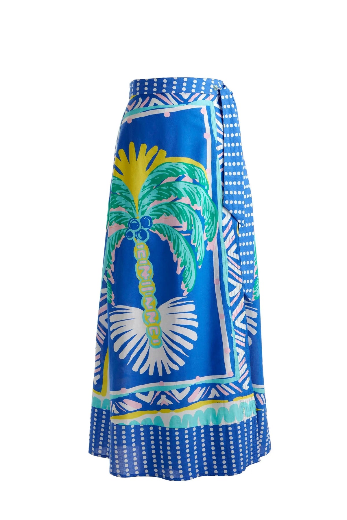 Wrap Front Maxi Skirt Blue Palm
