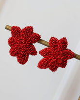 Red Sarina Embroidered Earrings