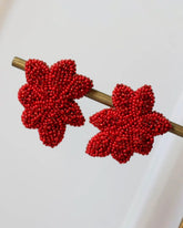 Red Sarina Embroidered Earrings