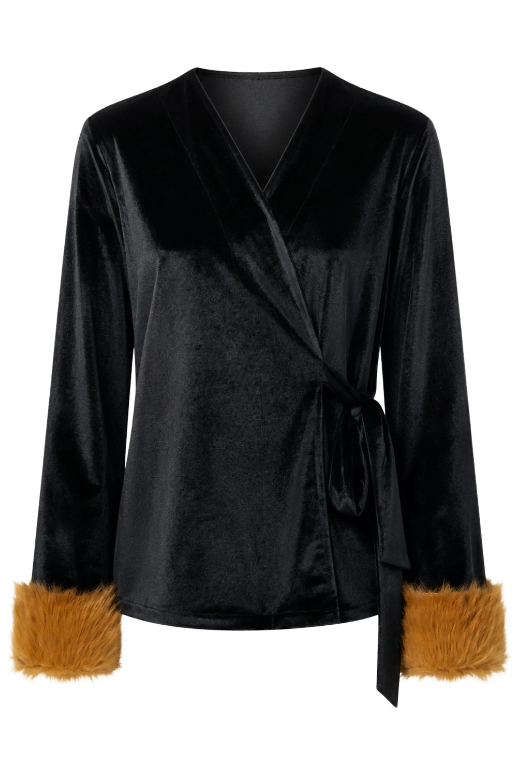 AURIELLE VELVET FUR CUFF TOP