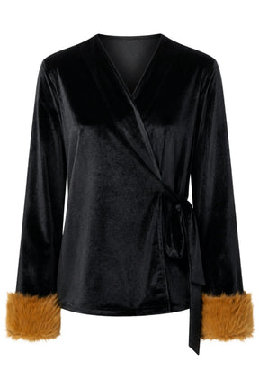 AURIELLE VELVET FUR CUFF TOP