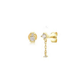 Gold Asymmetrical Earring Pave Set