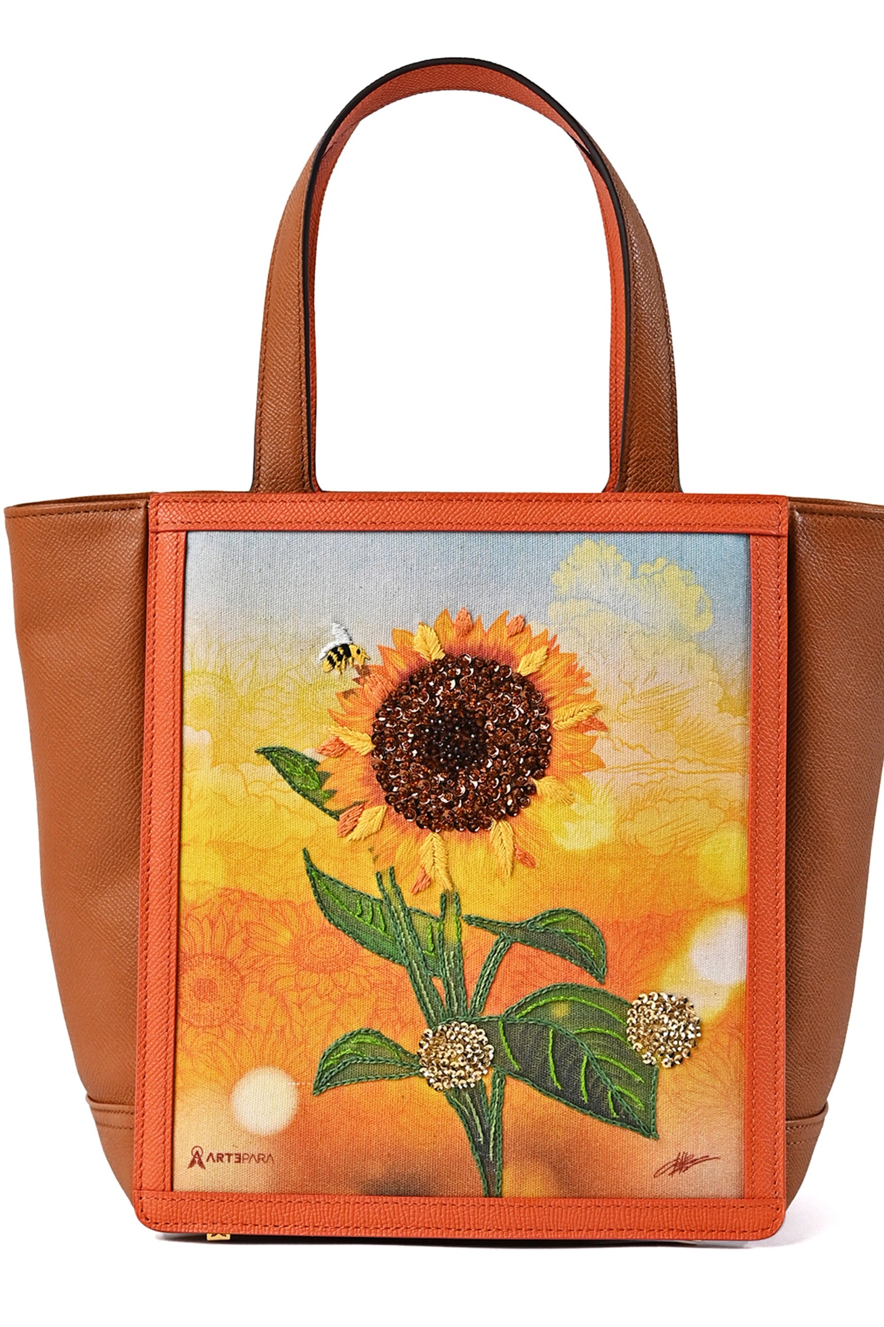 Exquisite Hand-Embroidered Sunflower Mini Tote