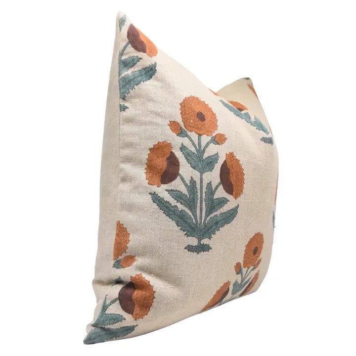Classic Block Printed Thick Linen Cushion Cover - Badshah