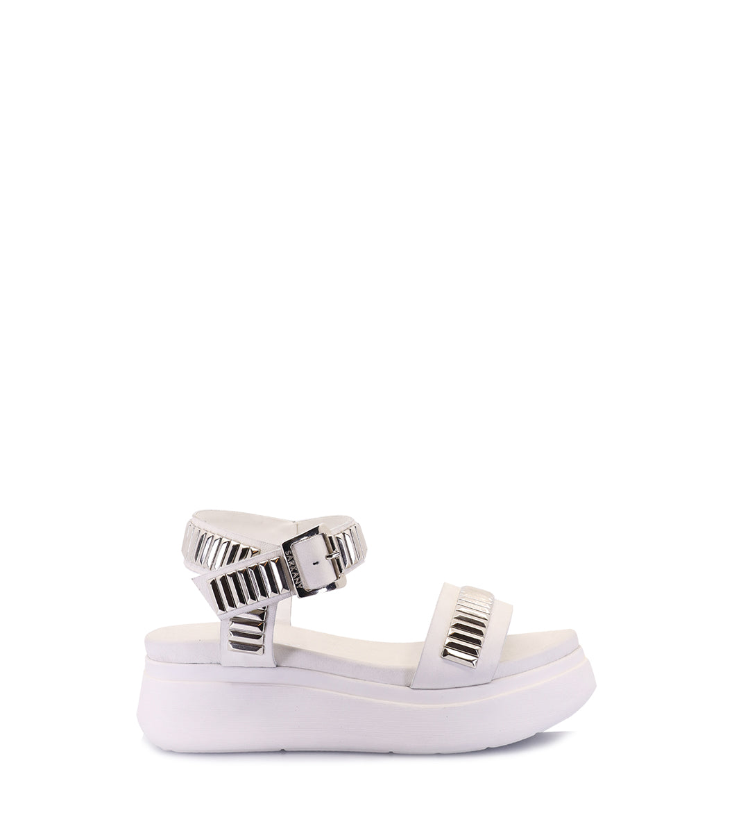 Elevated White Platform Sandals with Studs Roya
