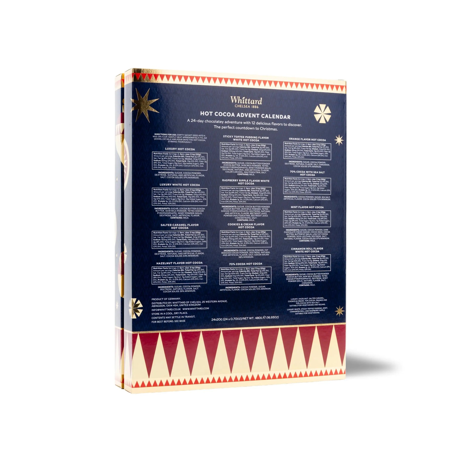 Whittard Hot Cocoa Advent Calendar 24ct/16.93oz
