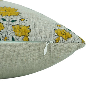 Mayra Handcrafted Mustard Block Desgin Cushion Cover