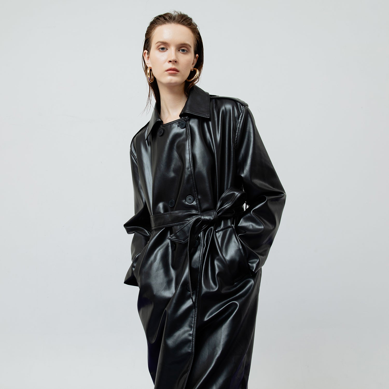 RAVEN LEATHER TRENCH COAT