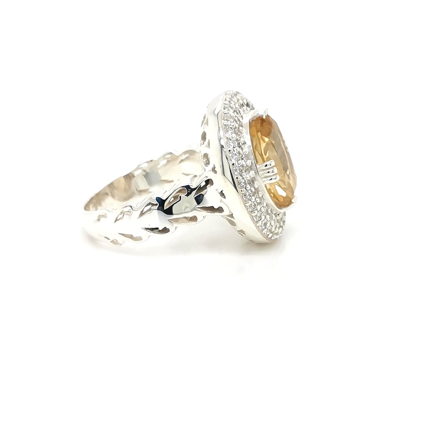Luxurious Yellow Citrine & Silver Cocktail Ring
