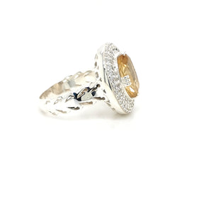 Luxurious Yellow Citrine & Silver Cocktail Ring