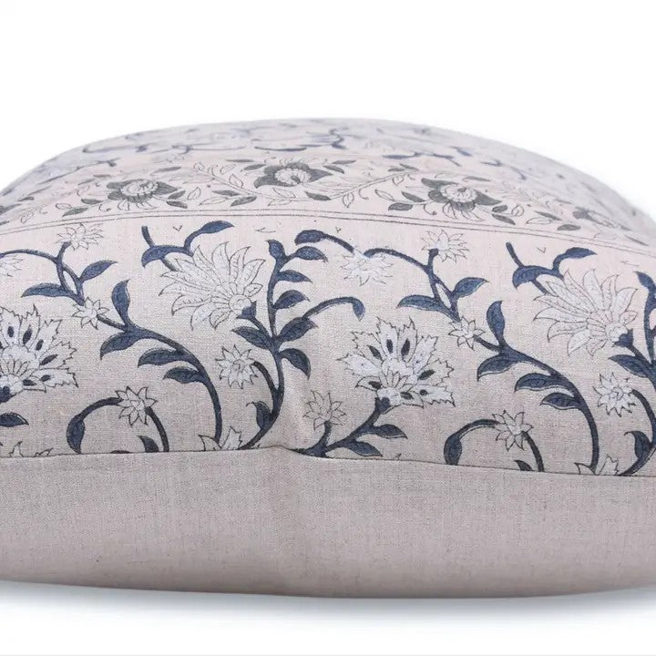 Home Decor Hand-carved Block Printed Pure Linen Cushion Cover - Aradhana