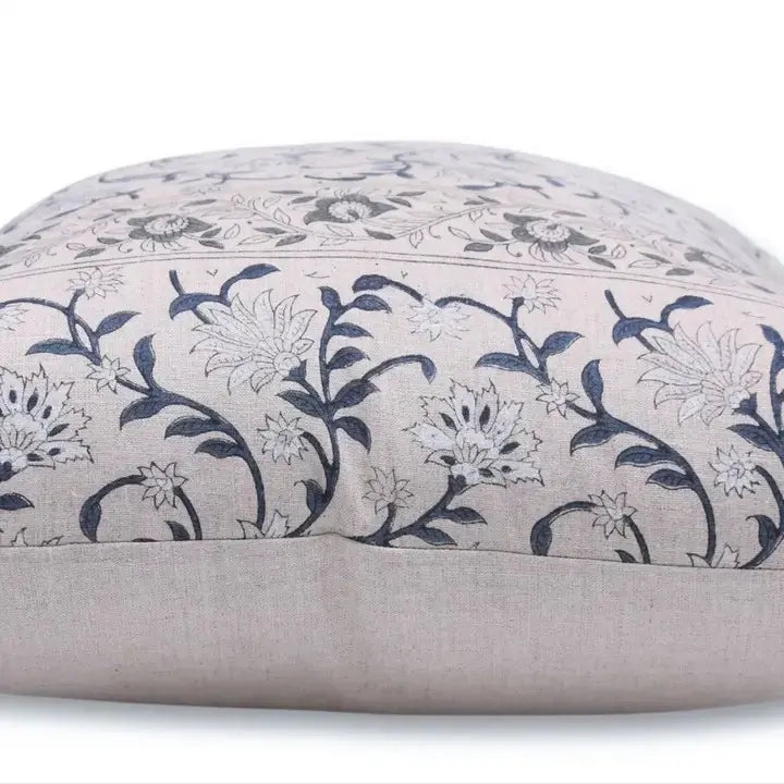 Home Decor Hand-carved Block Printed Pure Linen Cushion Cover - Aradhana
