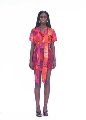 DONNA PLEATED SKIRT - ORANGE CALA