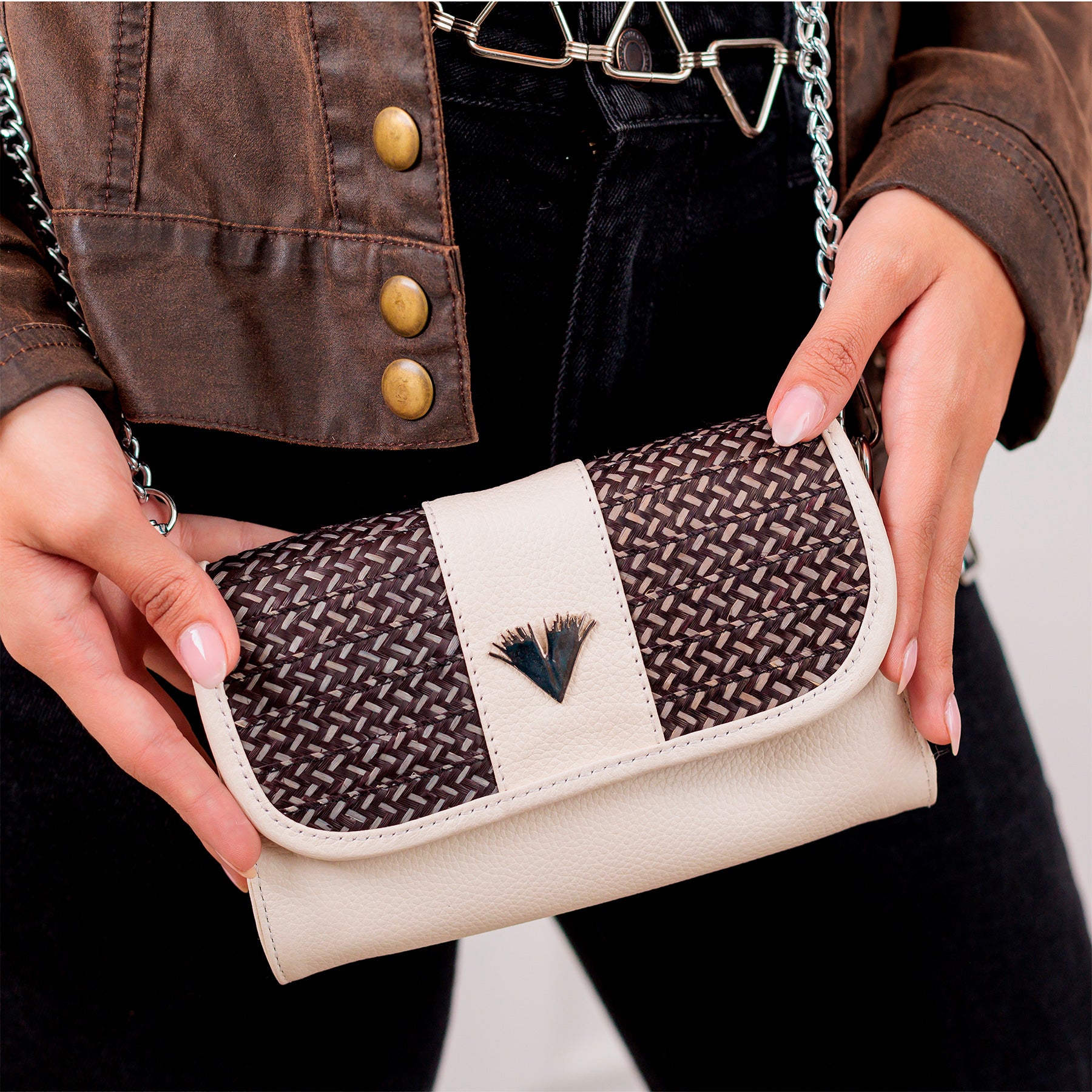 White leather Clutch Zen Bag