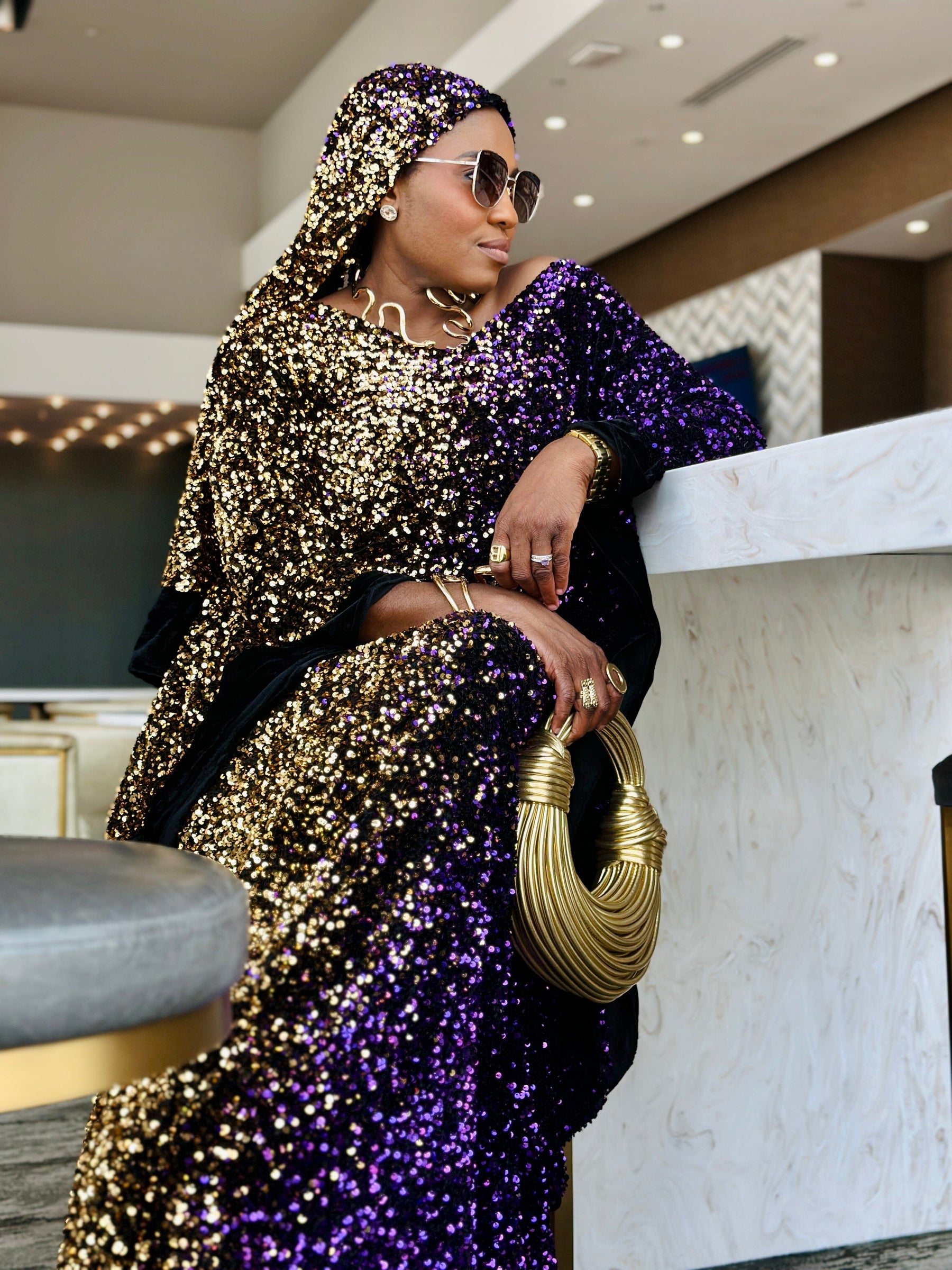 Joro Sequin Dress Boubou (purple)