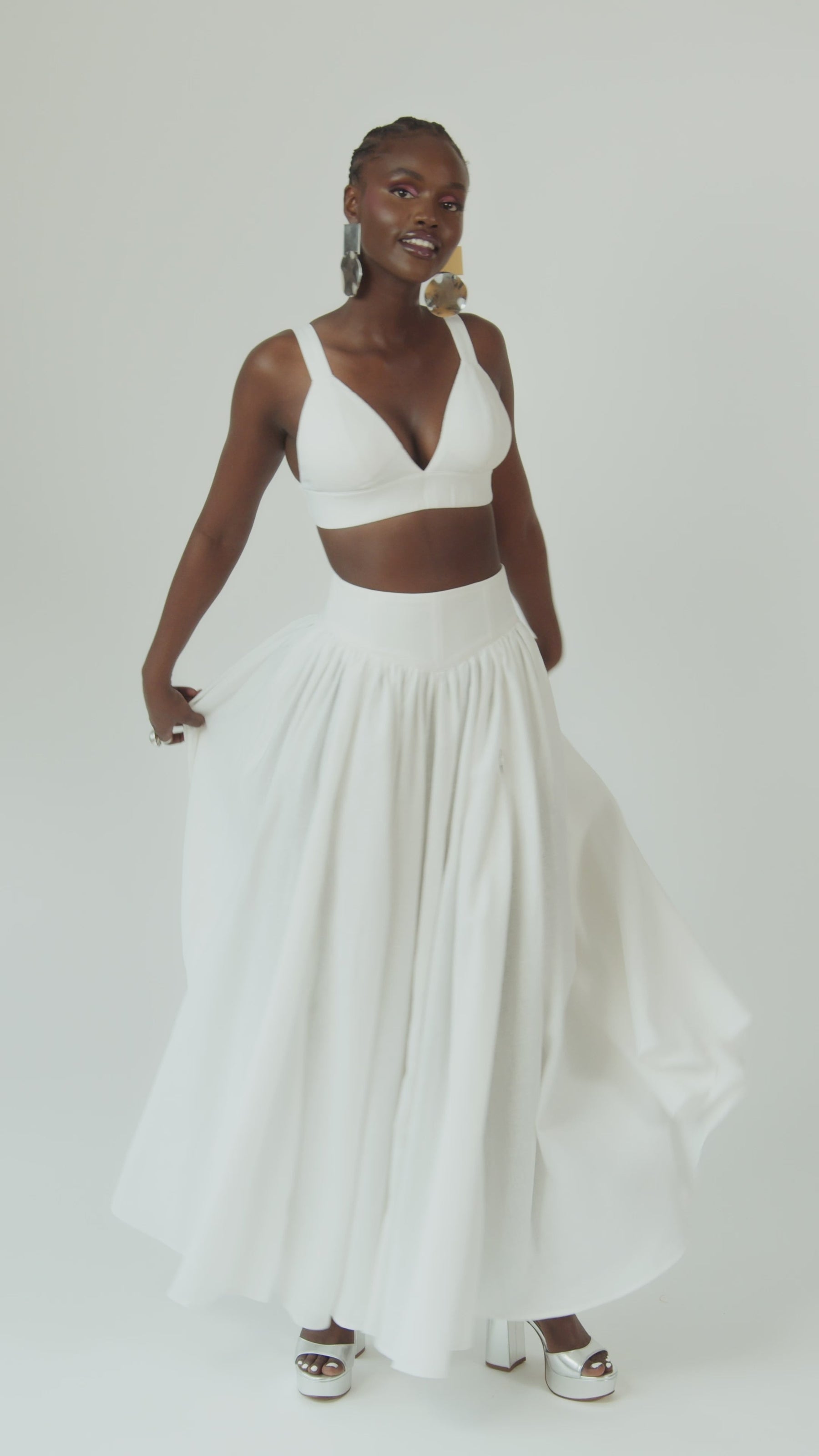 Linen DANI Maxi skirt in White