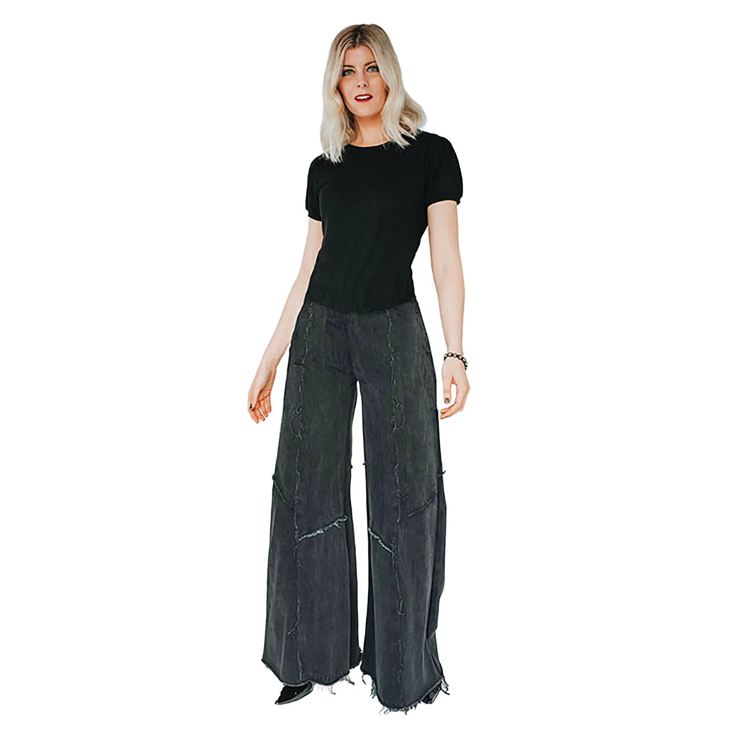 Alex Low Rise Wide Leg Jean-Distressed Black