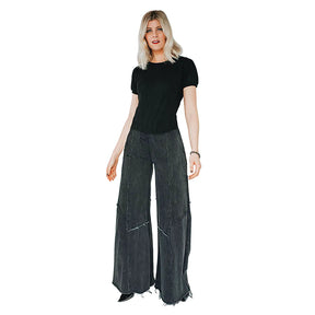 Alex Low Rise Wide Leg Jean-Distressed Black