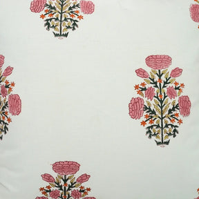 Bohemian Block Print Thick Cotton White Frill Pillow Cover - Swadesh