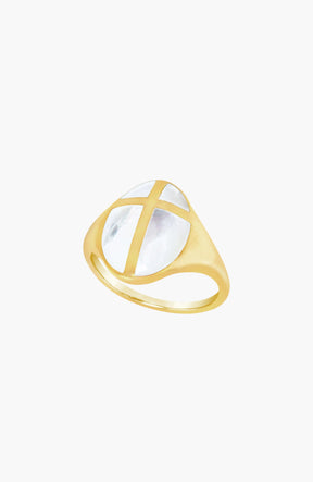 Mother Of Pearl Cross Ring