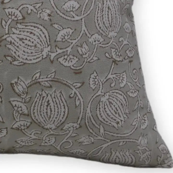 Decorative Handmade Block Print Thick Cotton White Pillow Cover - 6 Kamal