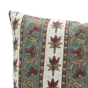 Home Decor Hand Block Print Viscose Linen Pillow Cover -Laxmi Bordar