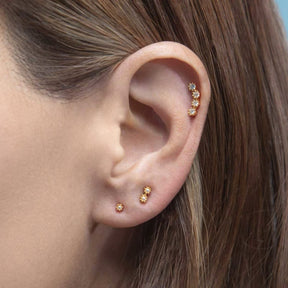 Gold Pearl Pavé Trio Stud Earring Set