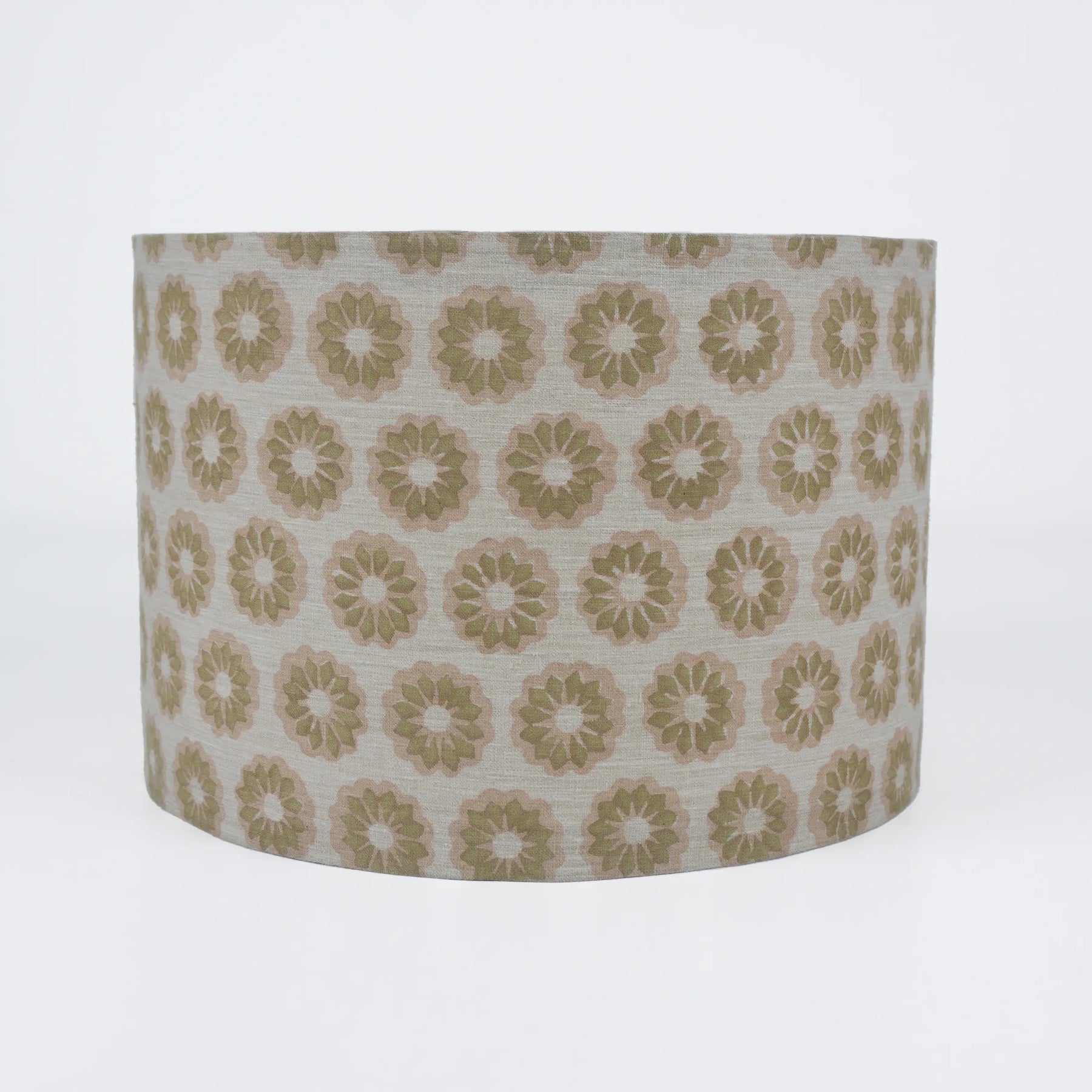 Home Decor Block Printed Linen Blend Drum Lampshade - Bulbul