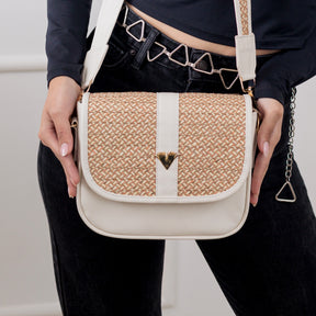Beige Leather Carriel Bag – Handmade Crossbody & Handbag with Palm Strap Detail, Timeless Leather Purse