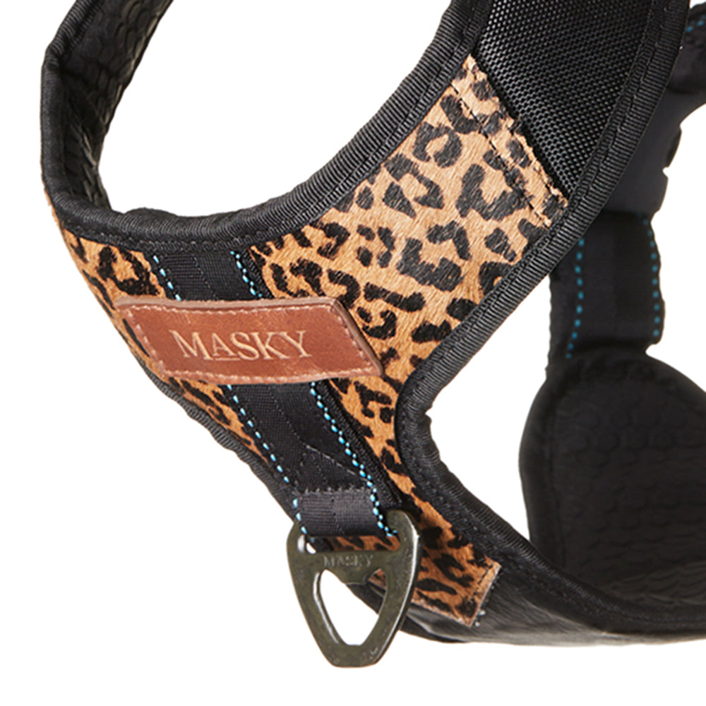 Premium Leather Easy Fit No-Pull Harness ~ Animal Print & Black