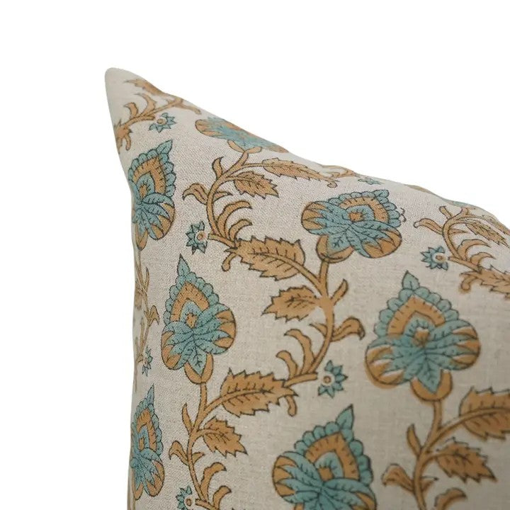 Farmhouse Style Hand Block Print Boho Pure Linen Pillow Cover- Madhubala