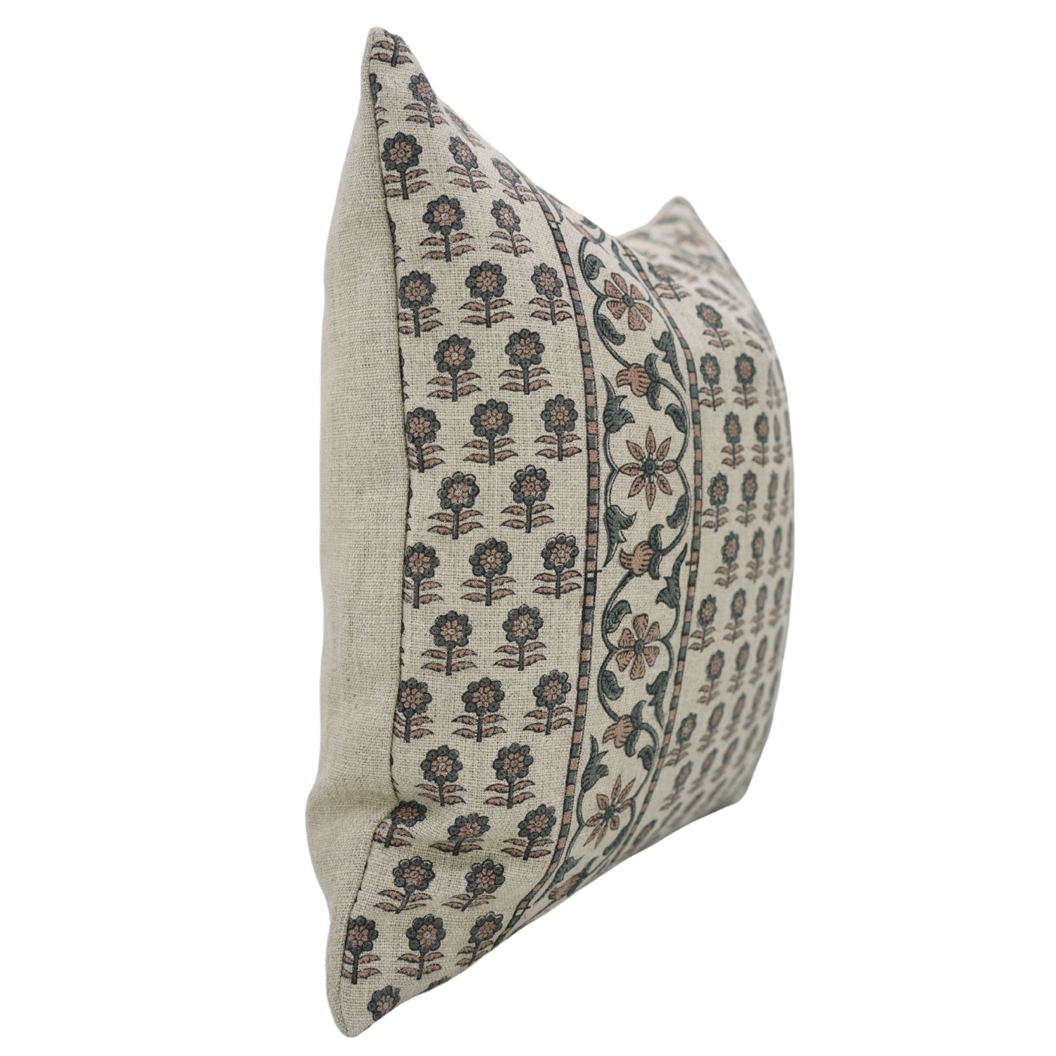 Boho Block Print Thick Linen Cushion Cover - Anamika Border