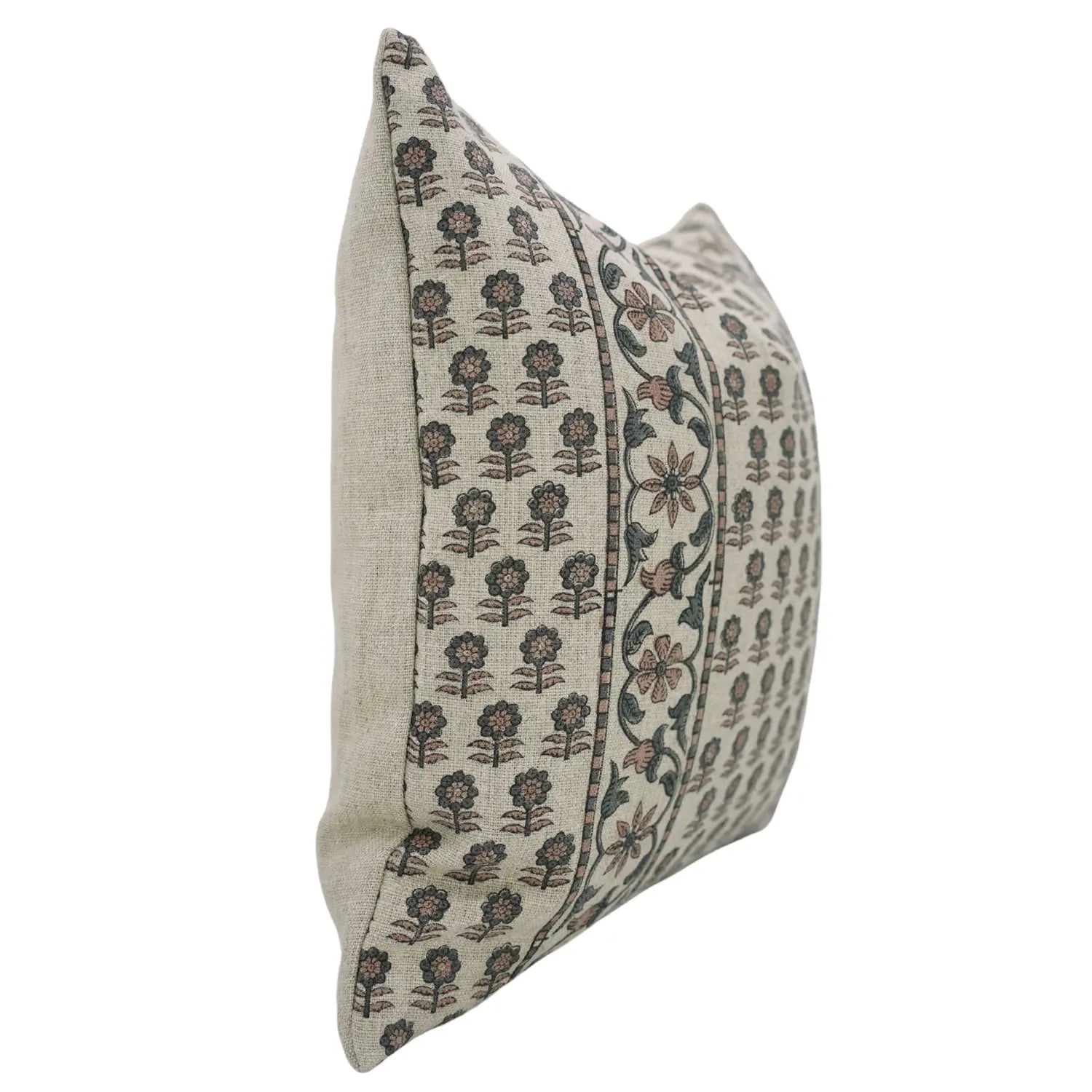 Boho Block Print Thick Linen Cushion Cover - Anamika Border