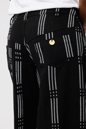 KEYS, Black Denim-Style Wide-Leg Trousers