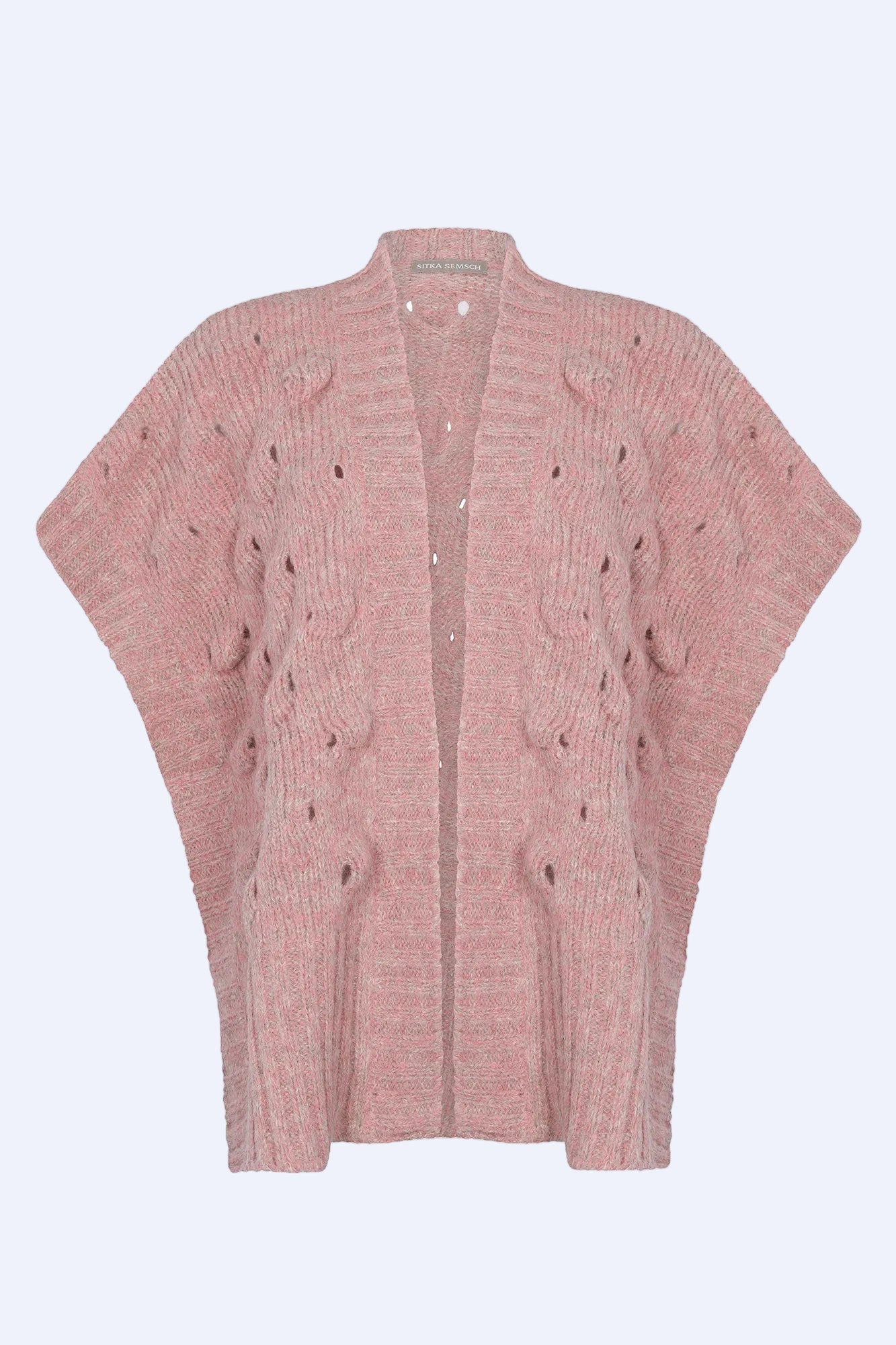 Dayana Alpaca Fringe Poncho | Rose Melange