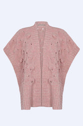 Dayana Alpaca Fringe Poncho | Rose Melange