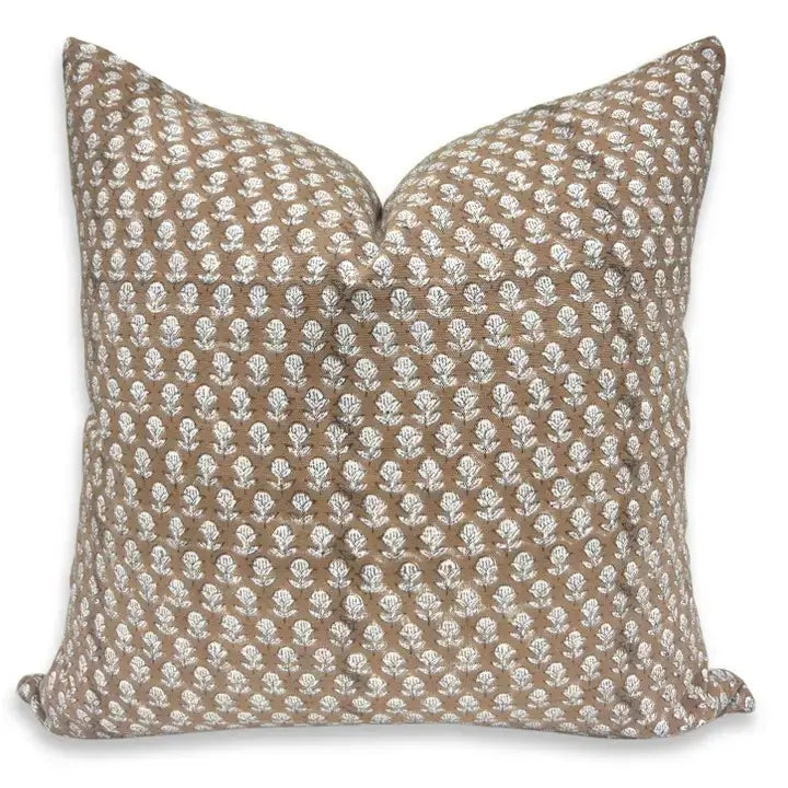 Floral Block Print Thick Cotton Cushion Cover - Tarangni