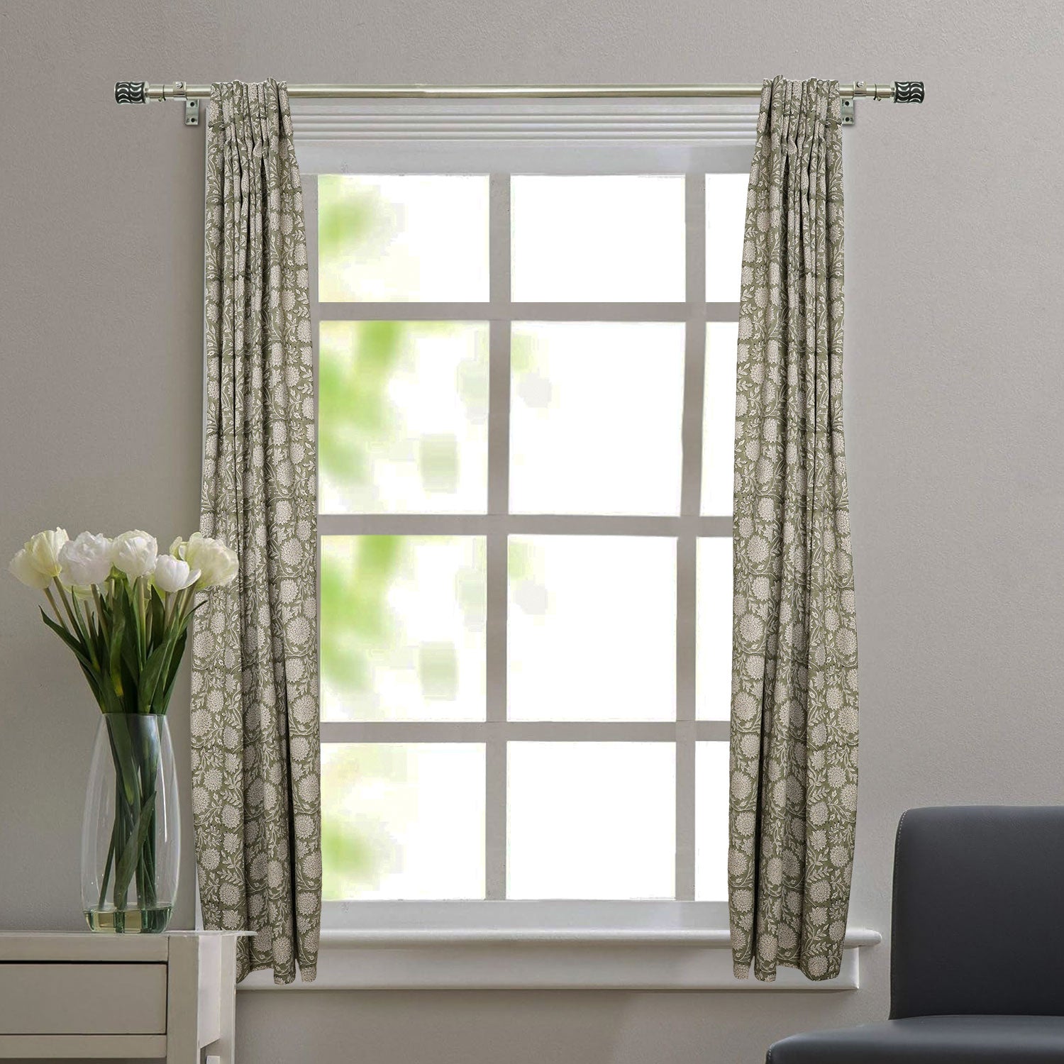 Natural Print Viscose Linen Ring Curtain - Rajat