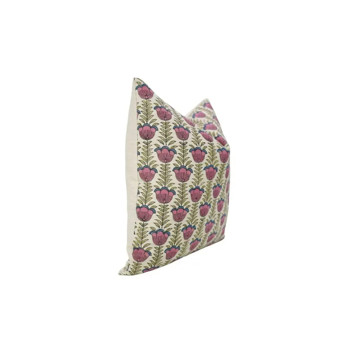 Bold Block Design Print Linen Blend Pillow Cover - Lotus