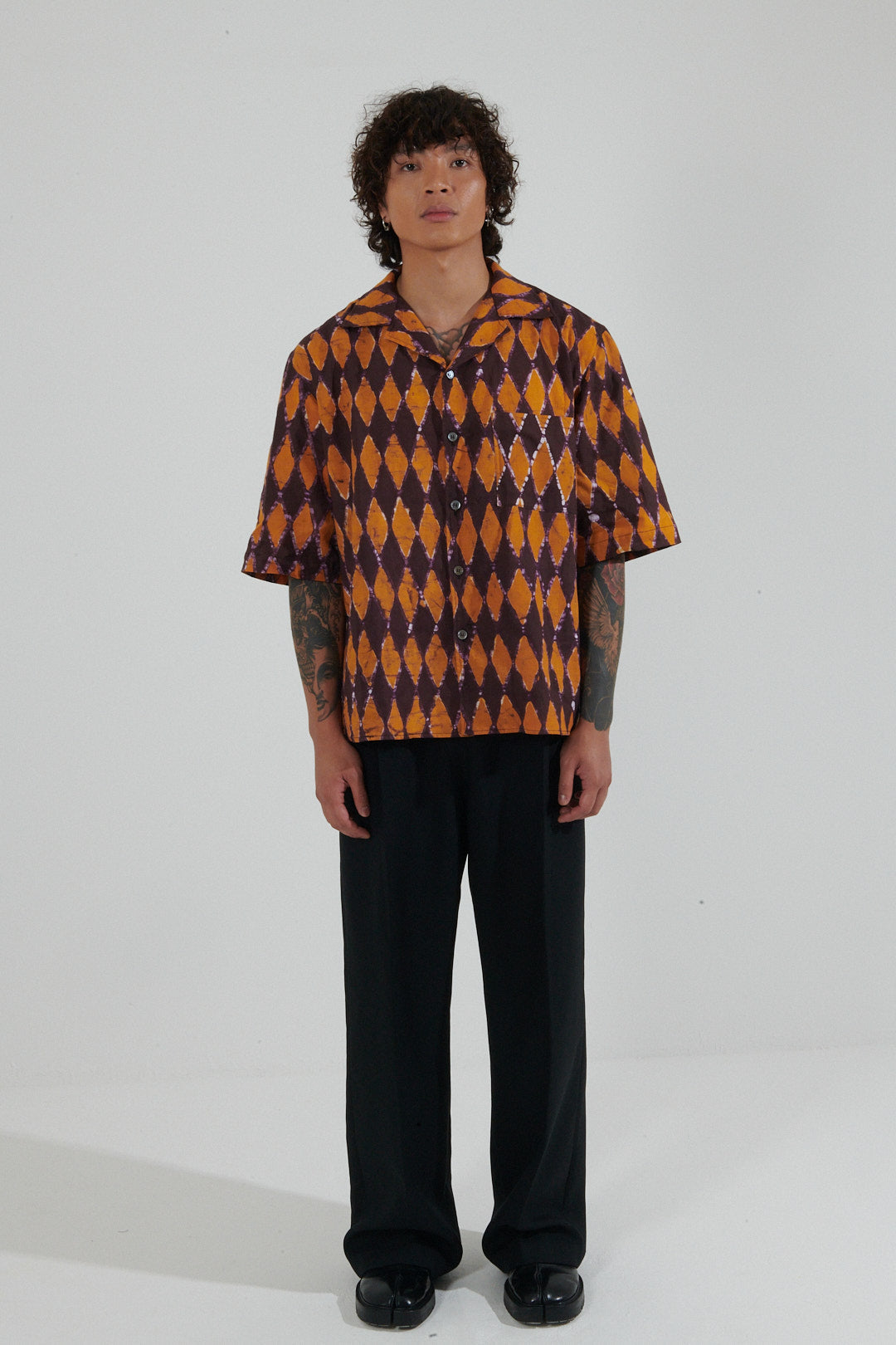 Versailles Diamond Hand-Painted Camp Collar Shirt