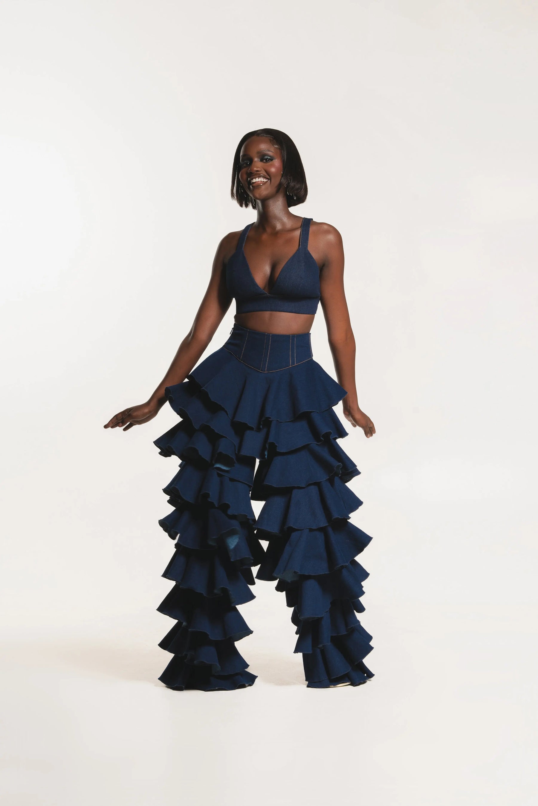 Denim DARIA Ruffle Pants